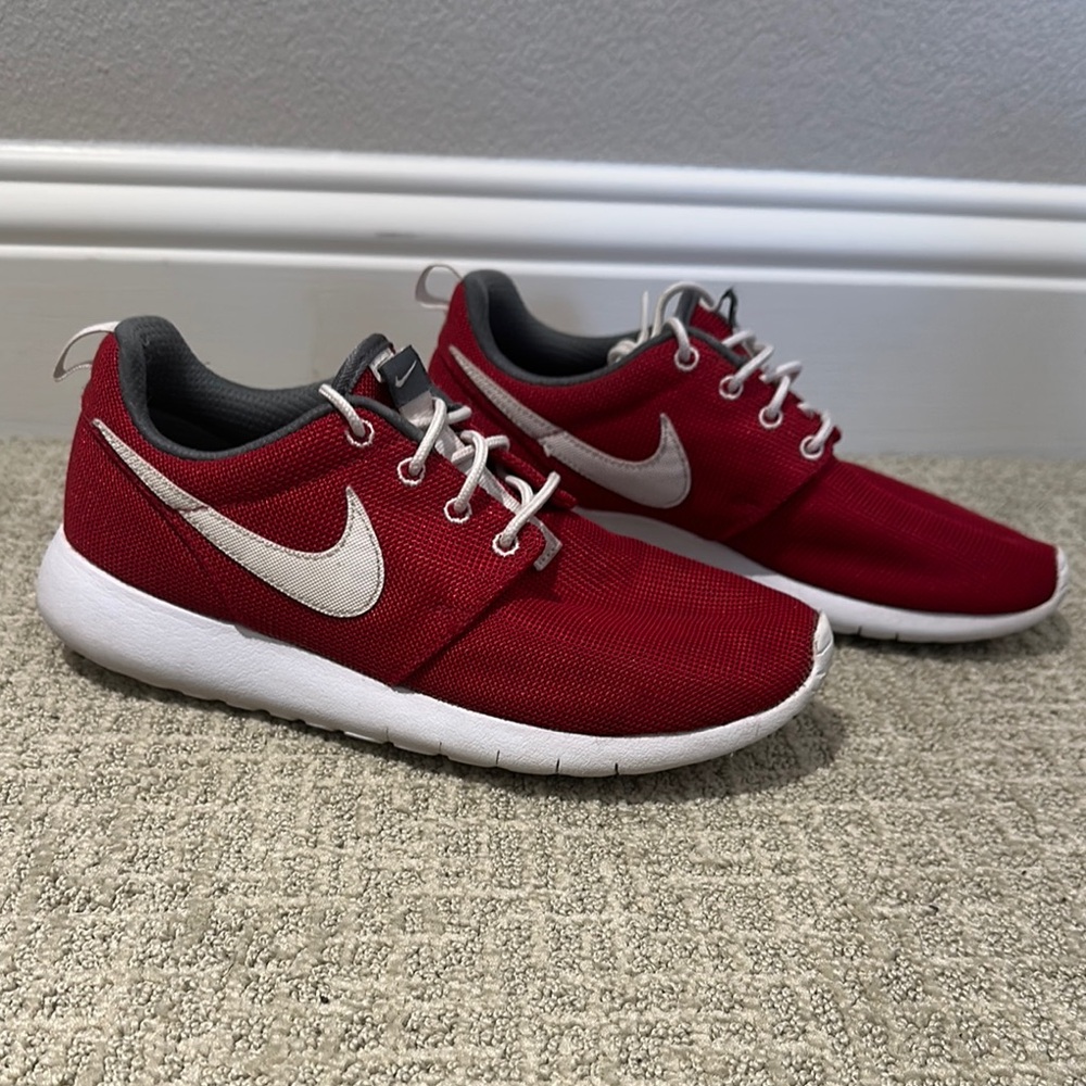 Nike Red and White Roshe Sneakers